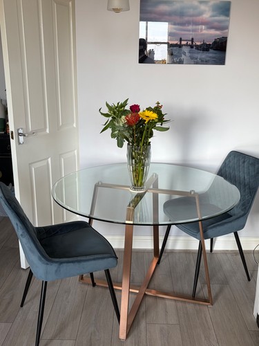 Round glass dining - glass, and