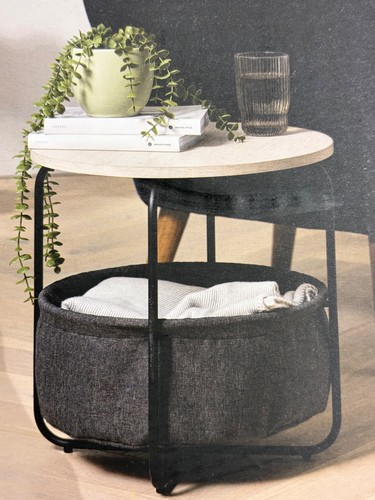 Grey fabric side table - grey, next