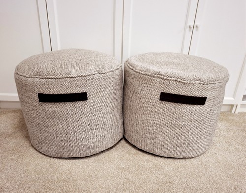 Next mid natural tweed pouffe - mid,
