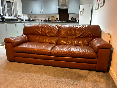 Next brown leather seater - leather,